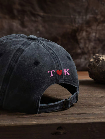 Valentine Custom Embroidered Spiderweb Dyed Cap Initial On Back