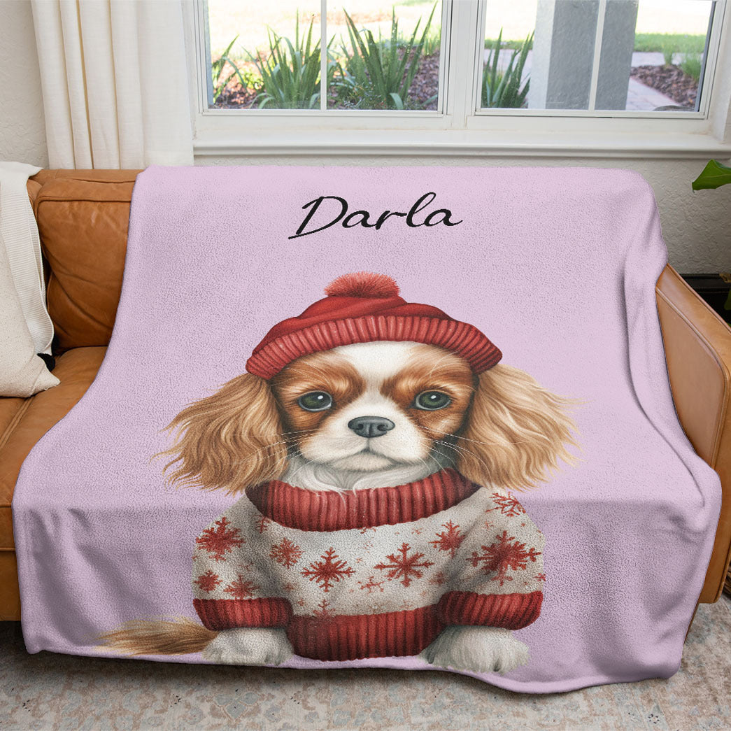 Personalized Pup In Ugly Sweater Custom Soft Blanket