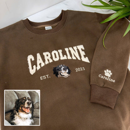 Pet's Photo Personalized Fleece Fabric Embroidered Name Hoodie Sweatshirt T-Shirt