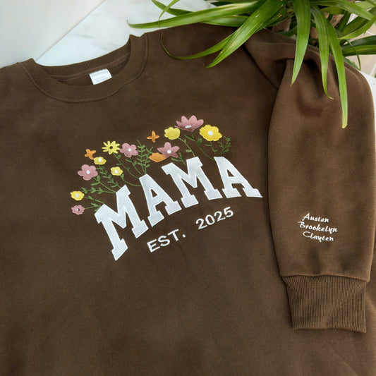 Mother's Day Personalized Embroidered Custom Text EST Hoodie Sweatshirt T-Shirt