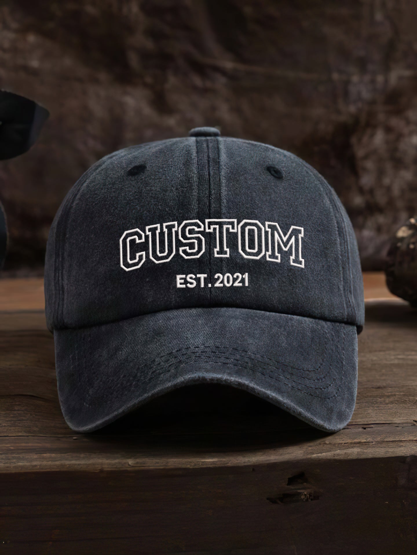 Custom Text Embroidered Mom Dad Grandma Nana... Dyed Cap Initial On Back