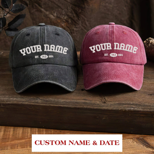 Custom Text Embroidered Dyed Cap