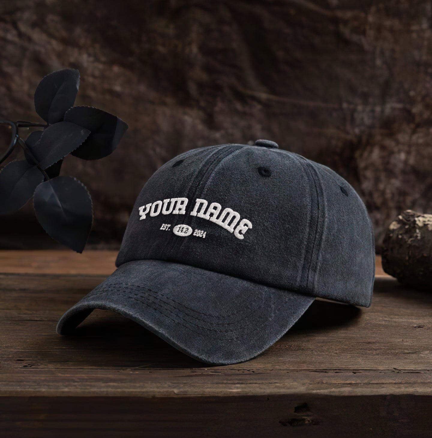 Custom Text Embroidered Dyed Cap