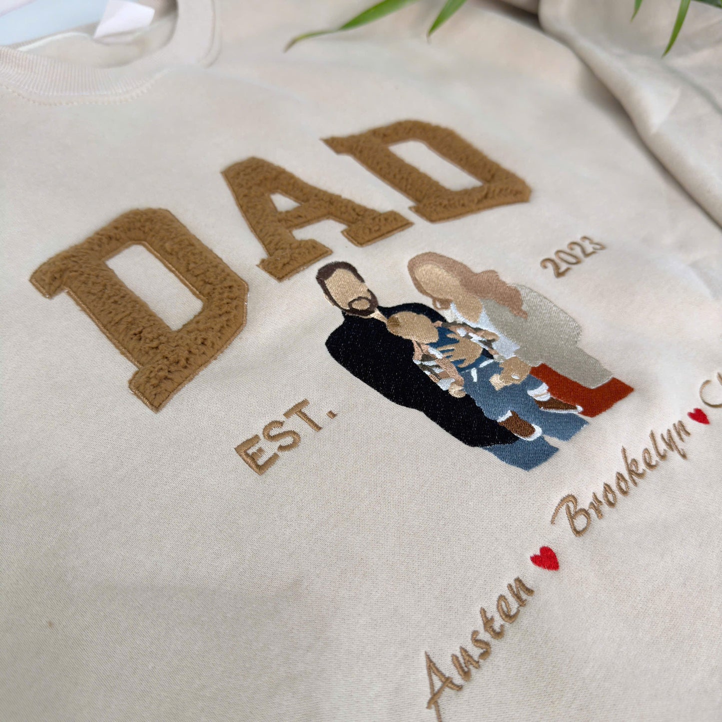 Mother's Day Father's Day Photo Personalized Fleece Fabric Embroidered Custom Text Hoodie Sweatshirt T-Shirt