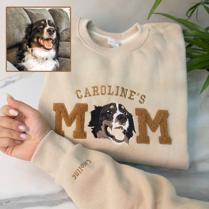 Mother's Day Pet's Mom Photo Personalized Fleece Fabric Embroidered MM Hoodie Sweatshirt T-Shirt