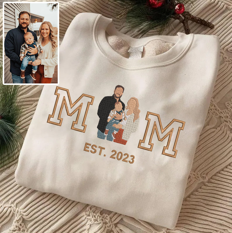 Mother's Day Personalized Embroidered Family Photo Hoodie Sweatshirt T-Shirt