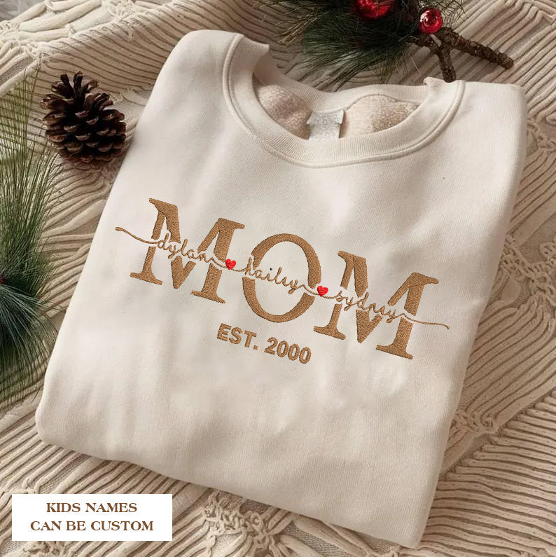 Mother's Day Personalized Embroidered Custom Name Hoodie Sweatshirt T-Shirt