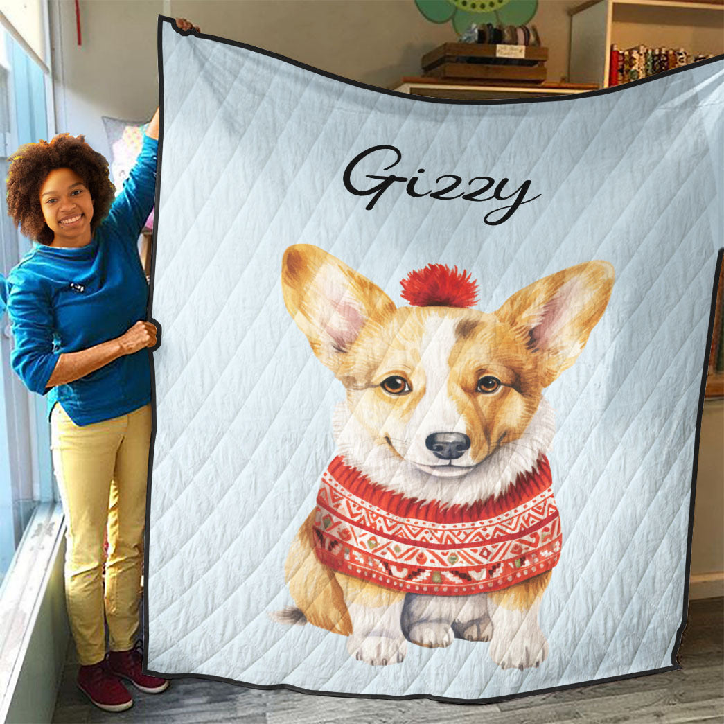 Personalized Pup In Ugly Sweater Custom Quilt