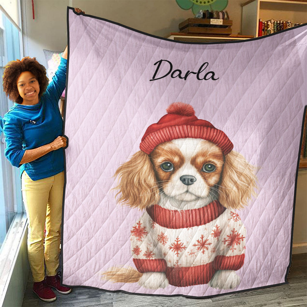 Personalized Pup In Ugly Sweater Custom Quilt