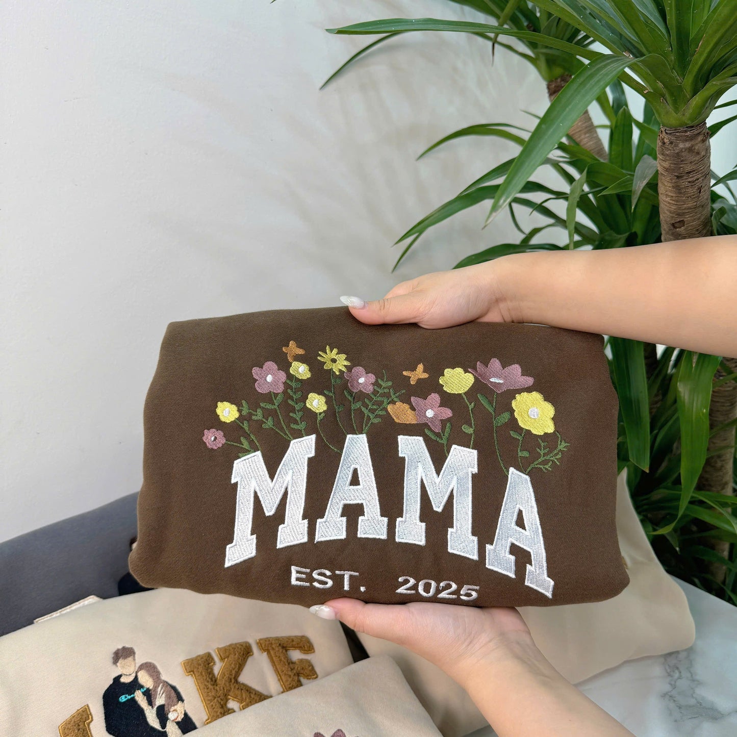 Mother's Day Personalized Embroidered Custom Text EST Hoodie Sweatshirt T-Shirt