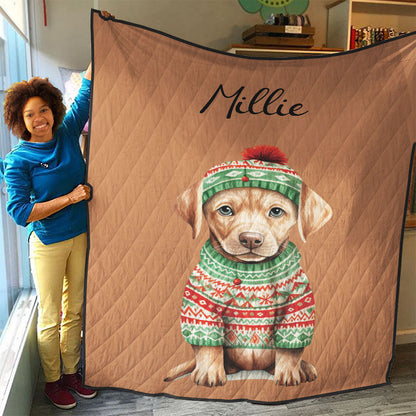 Personalized Pup In Ugly Sweater Custom Quilt
