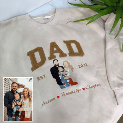 Mother's Day Father's Day Photo Personalized Fleece Fabric Embroidered Custom Text Hoodie Sweatshirt T-Shirt
