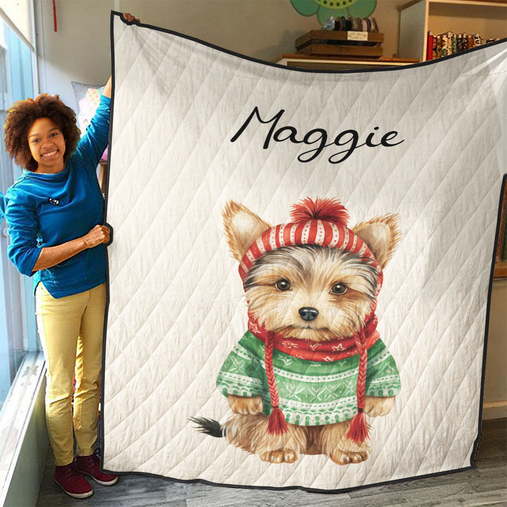 Personalized Pup In Ugly Sweater Custom Quilt
