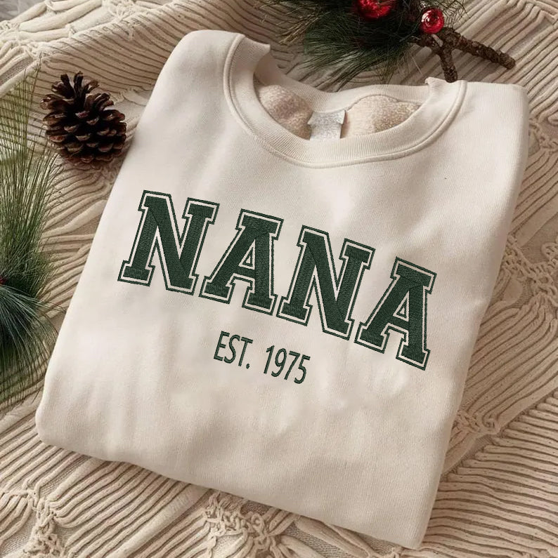 Mother's Day Personalized Embroidered Custom Text EST Hoodie Sweatshirt T-Shirt