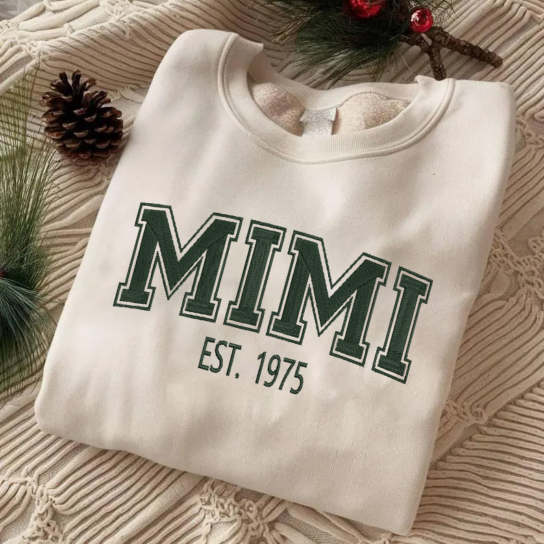 Mother's Day Personalized Embroidered Custom Text EST Hoodie Sweatshirt T-Shirt