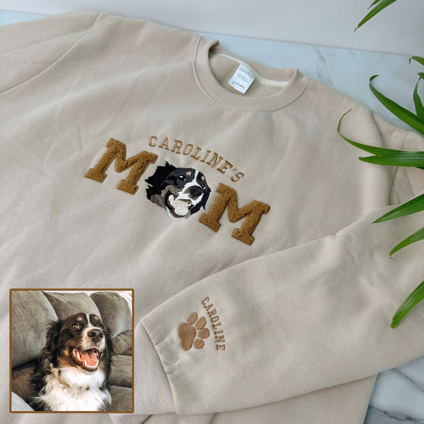 Mother's Day Pet's Mom Photo Personalized Fleece Fabric Embroidered MM Hoodie Sweatshirt T-Shirt