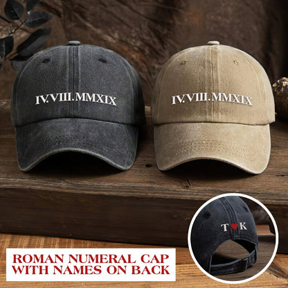 Valentine Custom Embroidered Roman Numeral Dyed Cap Initial On Back