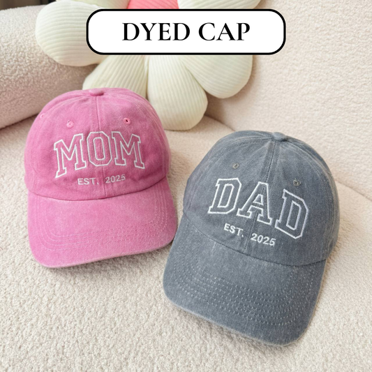 Personalized Embroidered Custom Text Mom Dad Mother's Day Father's Day Dyed Cap Trucker Hat
