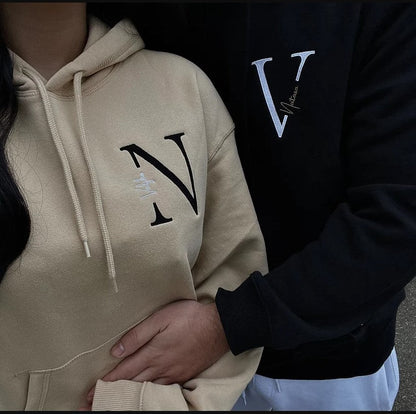 Valentine Custom Embroidered Couple Names Hoodie Sweatshirt T-shirt