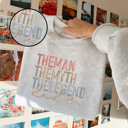 Father's Day Personalized Embroidered The Man The Myth The Legend Hoodie Sweatshirt T-Shirt