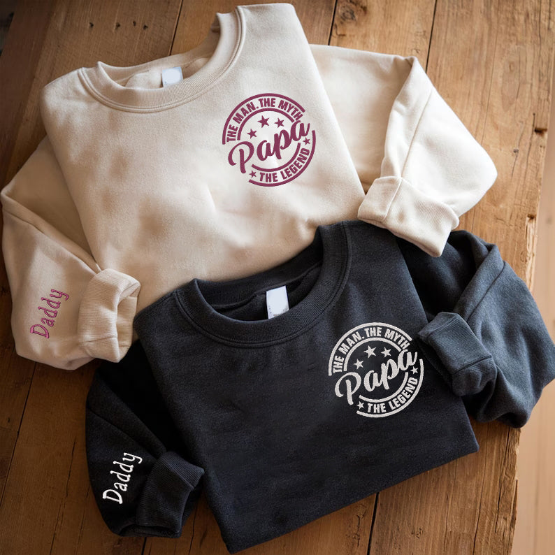 Father's Day Personalized Embroidered The Man The Myth The Legend Papa Hoodie Sweatshirt T-Shirt