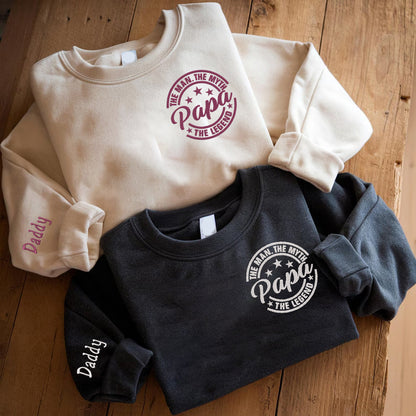 Father's Day Personalized Embroidered The Man The Myth The Legend Papa Hoodie Sweatshirt T-Shirt
