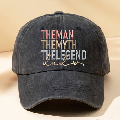 Father's Day Personalized Embroidered The Man The Myth The Legend Dyed Cap