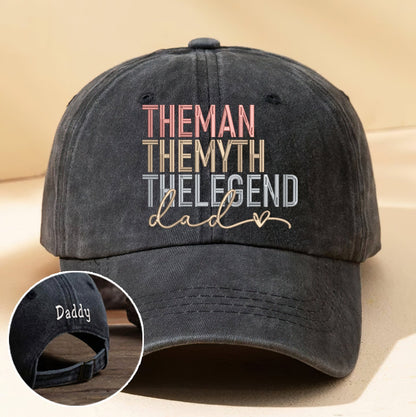 Father's Day Personalized Embroidered The Man The Myth The Legend Dyed Cap