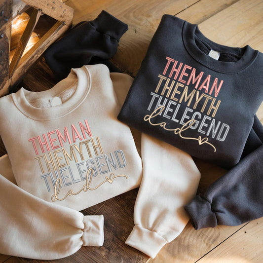 Father's Day Personalized Embroidered The Man The Myth The Legend Hoodie Sweatshirt T-Shirt