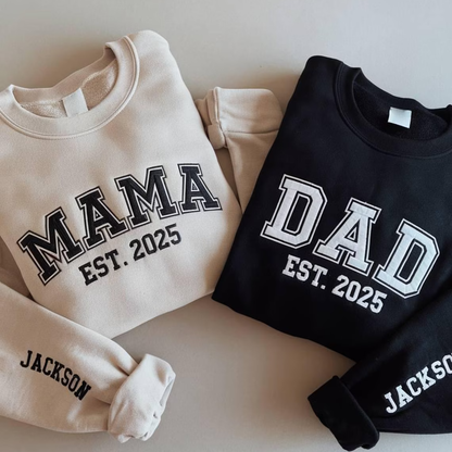 Mother's Day Father's Day Personalized Embroidered Custom Text MOM DAD GRANDMA Hoodie Sweatshirt T-Shirt
