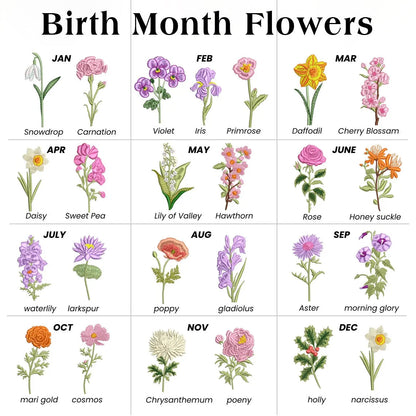 Personalized Embroidered Custom Text Birth Month Flowers Mom Dad Mother's Day Father's Day Dyed Cap Trucker Hat Normal Cap