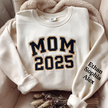 Mother's Day Personalized Embroidered Custom Text MOM MAMA GRANDMA Hoodie Sweatshirt T-Shirt