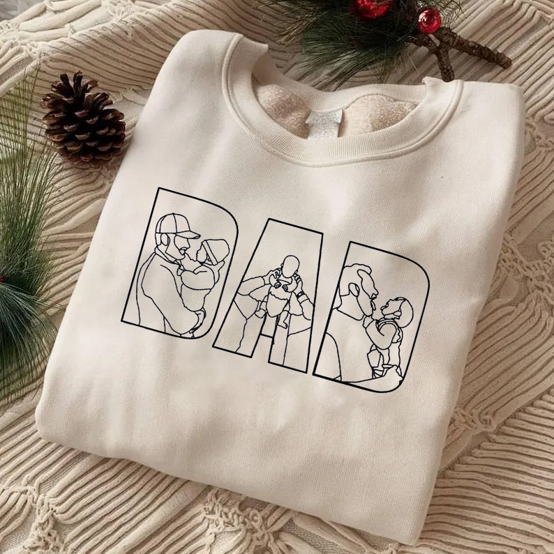 Father's Day Custom Family Photos Printed  Hoodie Sweatshirt T-shirt