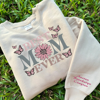 Mother's Day Personalized Embroidered Best MOM Ever Hoodie Sweatshirt T-Shirt