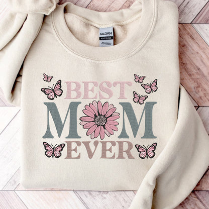 Mother's Day Personalized Embroidered Best MOM Ever Hoodie Sweatshirt T-Shirt