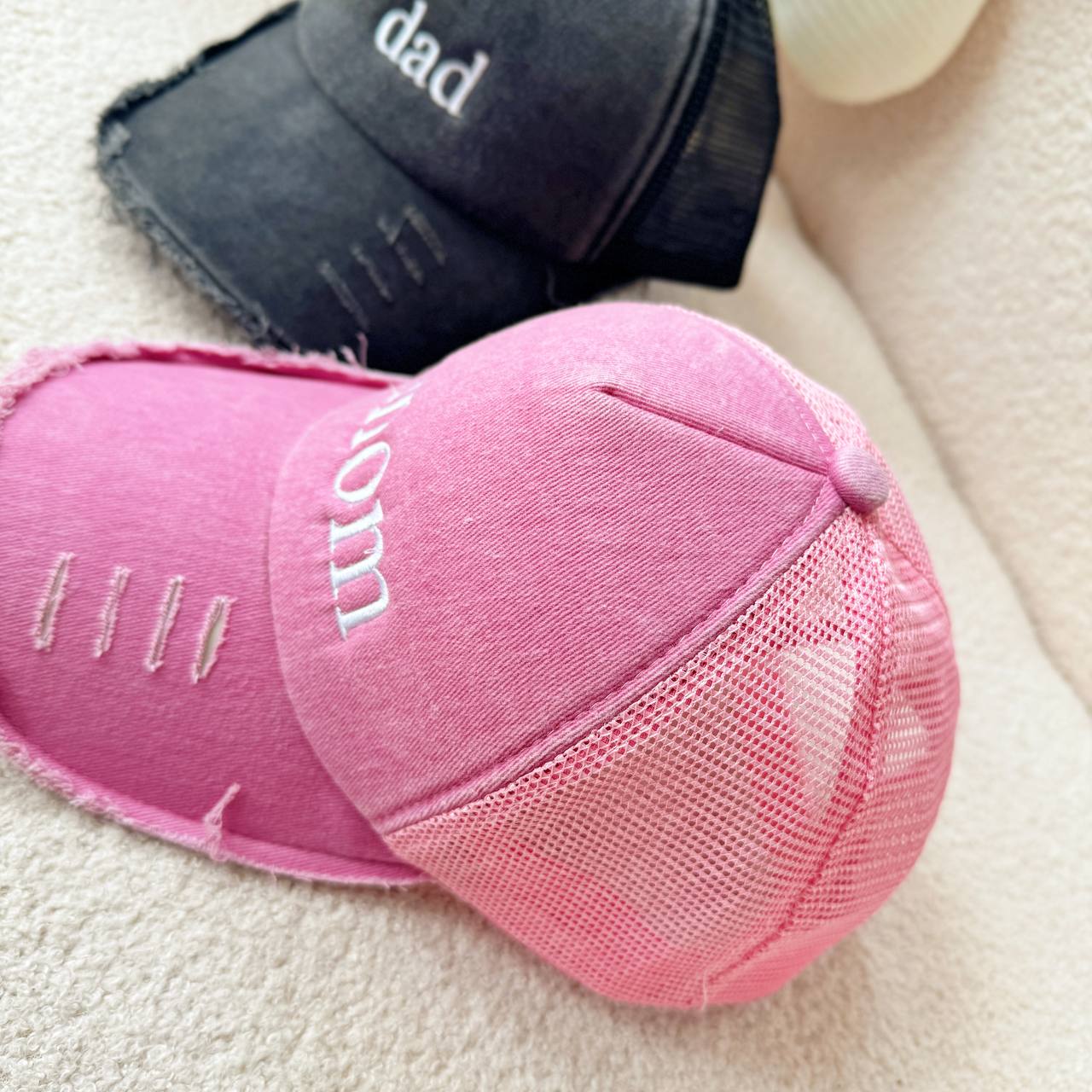 Personalized Embroidered Custom Text Mom Dad Mother's Day Father's Day Dyed Cap Trucker Hat