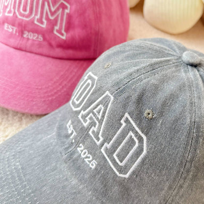 Personalized Embroidered Custom Text Mom Dad Mother's Day Father's Day Dyed Cap Trucker Hat