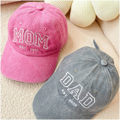 Personalized Embroidered Custom Text Mom Dad Mother's Day Father's Day Dyed Cap Trucker Hat