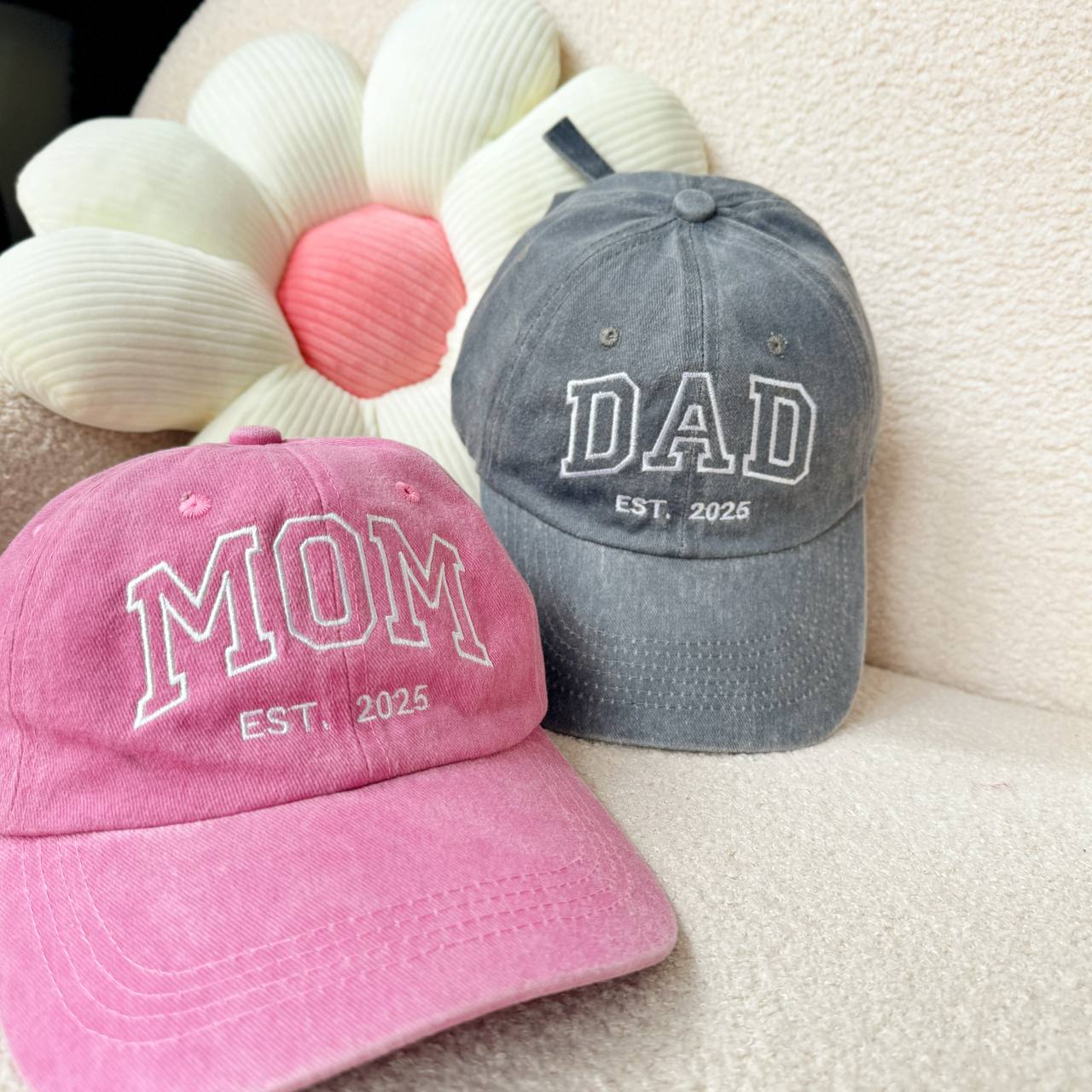 Personalized Embroidered Custom Text Mom Dad Mother's Day Father's Day Dyed Cap Trucker Hat