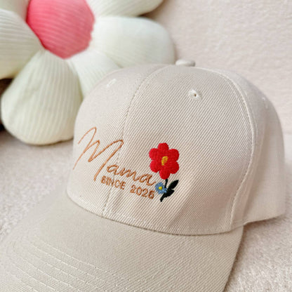 Personalized Embroidered Custom Text Birth Month Flowers Mom Dad Mother's Day Father's Day Dyed Cap Trucker Hat Normal Cap