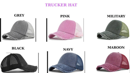 Personalized Embroidered DAD With Kids Names Father's Day Dyed Cap Trucker Hat